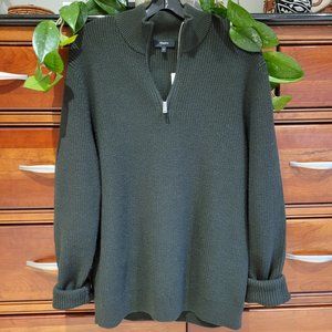 NWT Theory Mick Long Sleep Quarter Zip Oversized Olive Green Size Medium Sweater